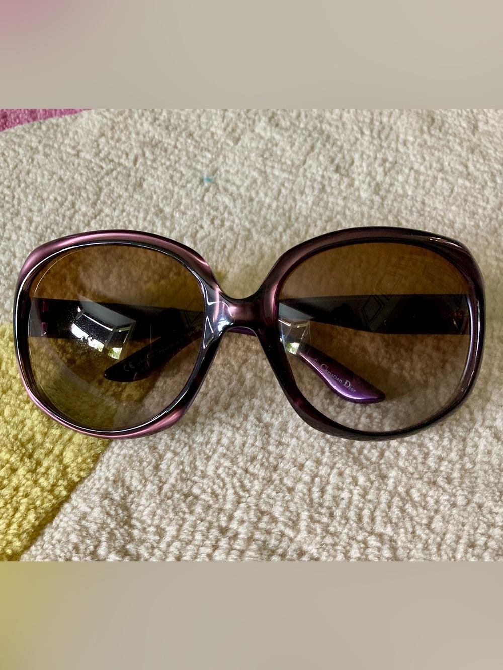 Dior Glossy 1 Purple Oversized Round Sunglasses Y2K Vintage Italy Designer